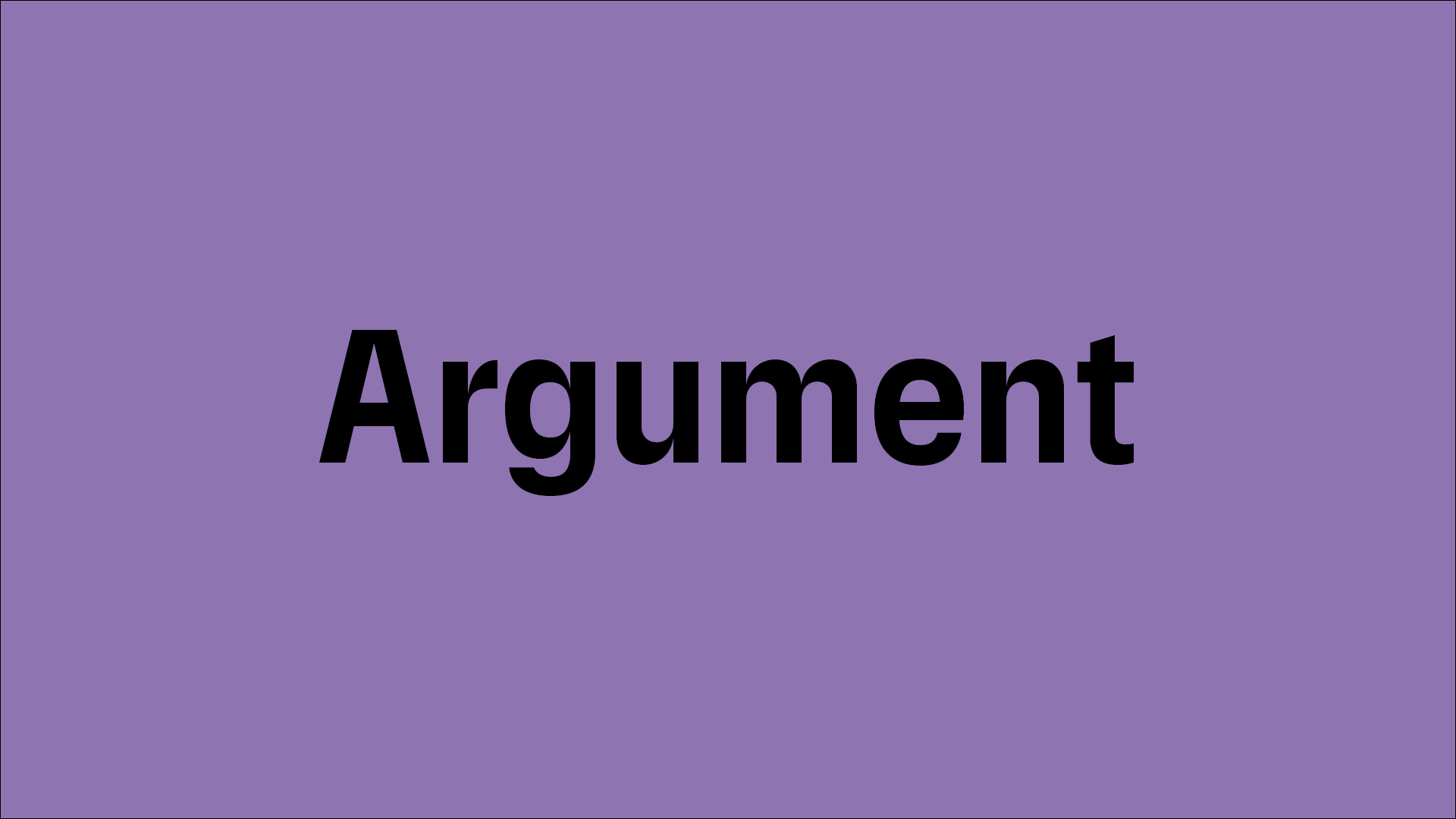 På en mörklila bakgrund står det med svarta bokstäver "Argument"